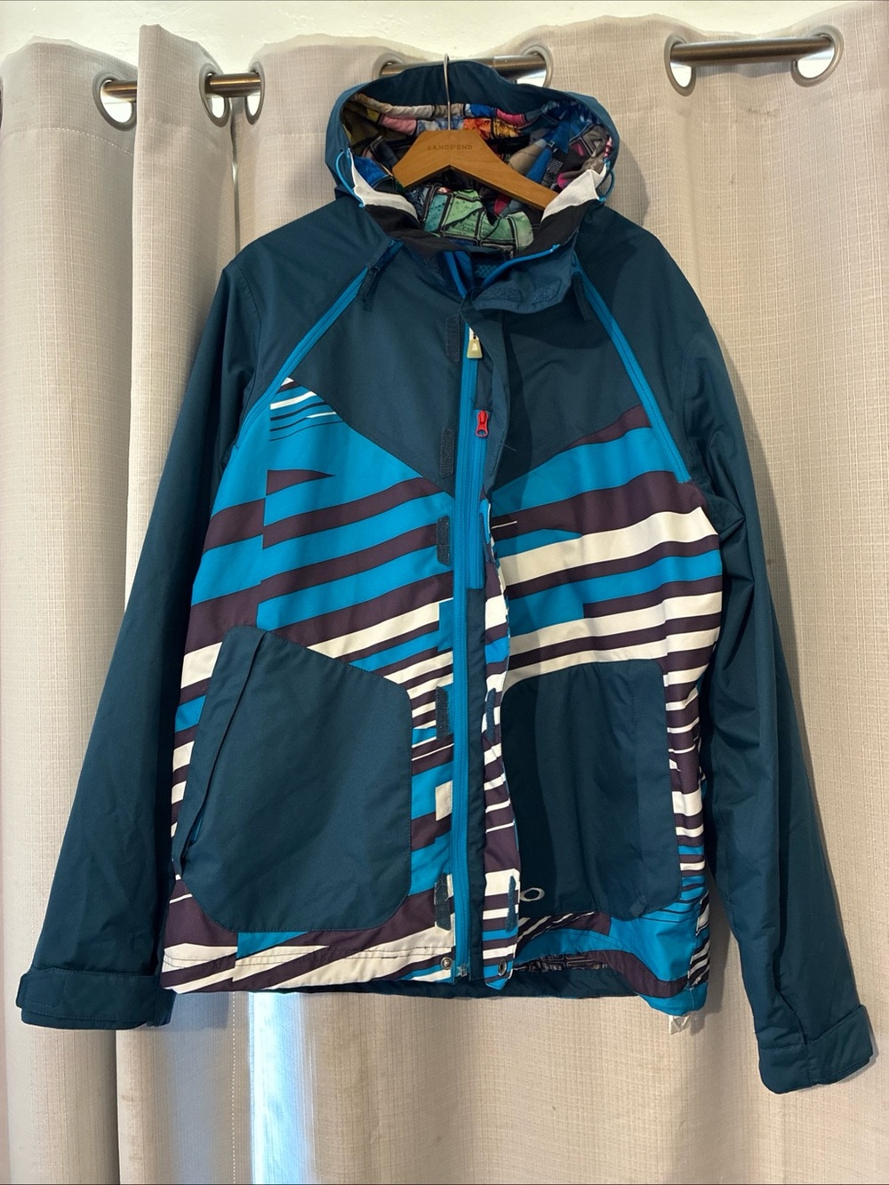 Mens O’Neil snow winter Striped hoodie Jacket thinsulate XL rain